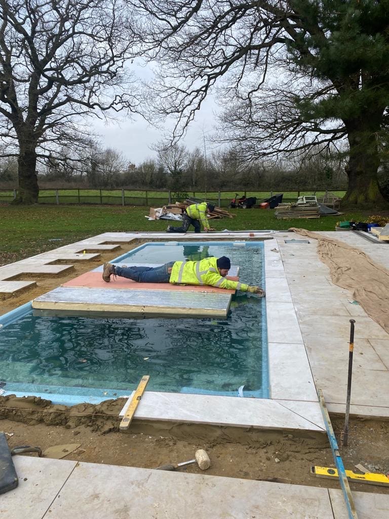 riviera swimming pool in metallic blue